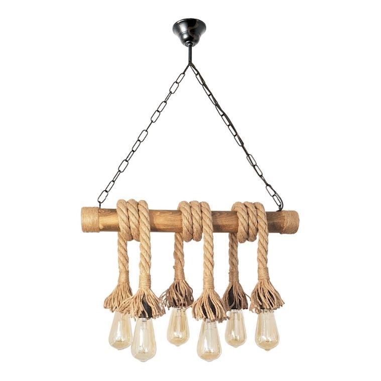 Brilagi - Lampadario a sospensione con catena KOS 6xE27/60W/230V faggio
