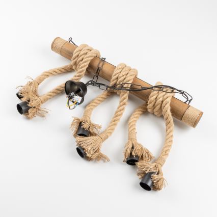 Brilagi - Lampadario a sospensione con catena KOS 6xE27/60W/230V faggio