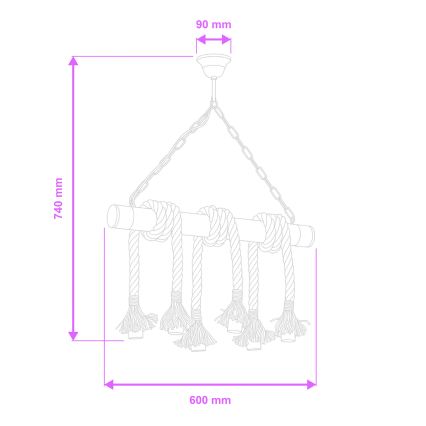 Brilagi - Lampadario a sospensione con catena KOS 6xE27/60W/230V faggio