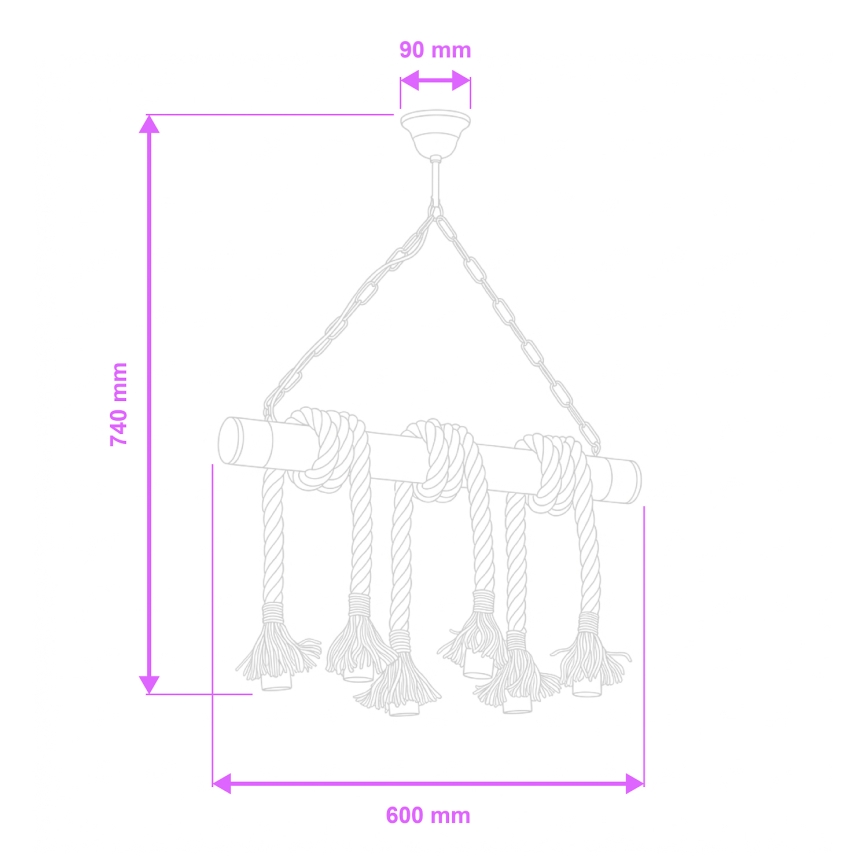 Brilagi - Lampadario a sospensione con catena KOS 6xE27/60W/230V faggio