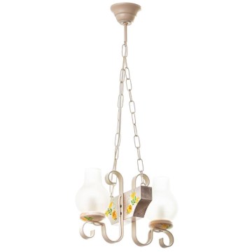 Brilagi - Lampadario a sospensione con catena QUEEN 2xE14/40W/230V faggio/color crema