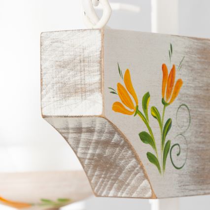 Brilagi - Lampadario a sospensione con catena QUEEN 2xE14/40W/230V faggio/color crema