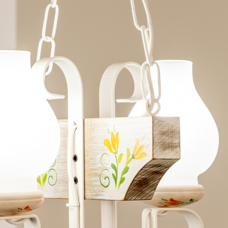 Brilagi - Lampadario a sospensione con catena QUEEN 2xE14/40W/230V faggio/color crema