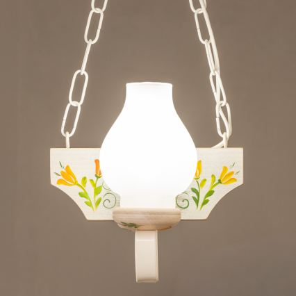 Brilagi - Lampadario a sospensione con catena QUEEN 2xE14/40W/230V faggio/color crema