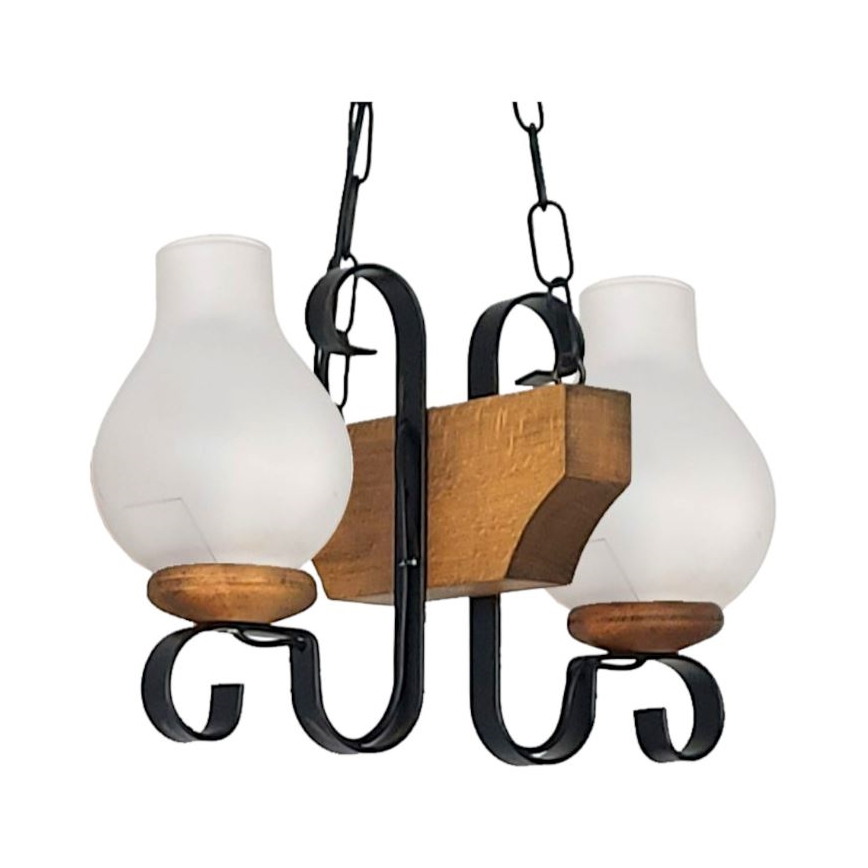 Brilagi - Lampadario a sospensione con catena QUEEN 2xE14/40W/230V faggio