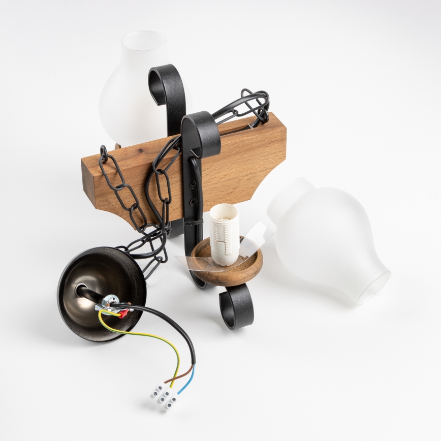 Brilagi - Lampadario a sospensione con catena QUEEN 2xE14/40W/230V faggio