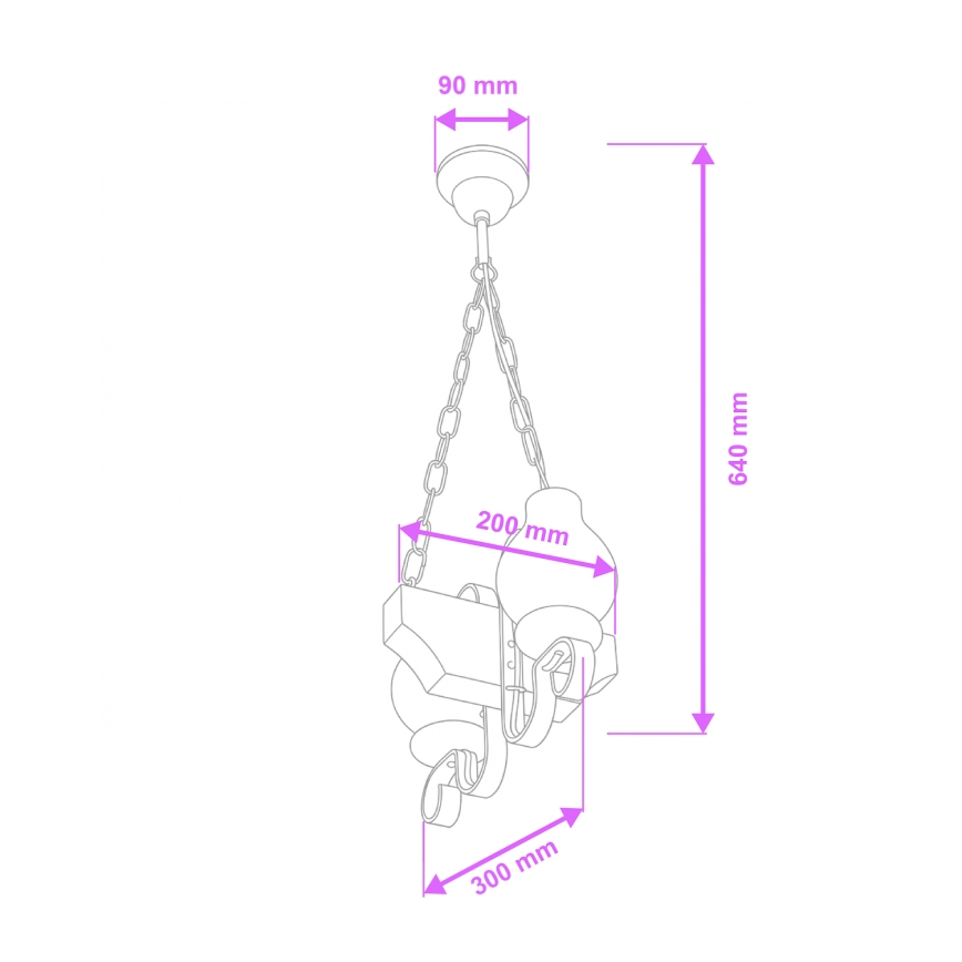 Brilagi - Lampadario a sospensione con catena QUEEN 2xE14/40W/230V faggio