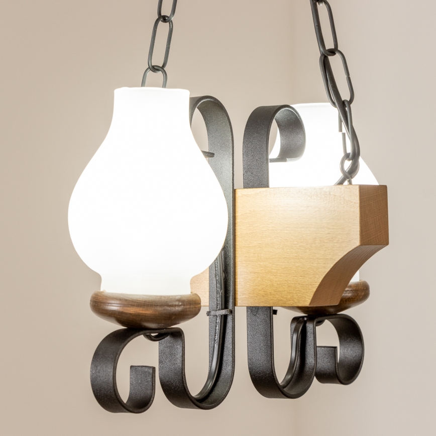 Brilagi - Lampadario a sospensione con catena QUEEN 2xE14/40W/230V faggio/noce