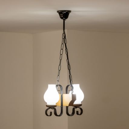 Brilagi - Lampadario a sospensione con catena QUEEN 2xE14/40W/230V faggio/noce