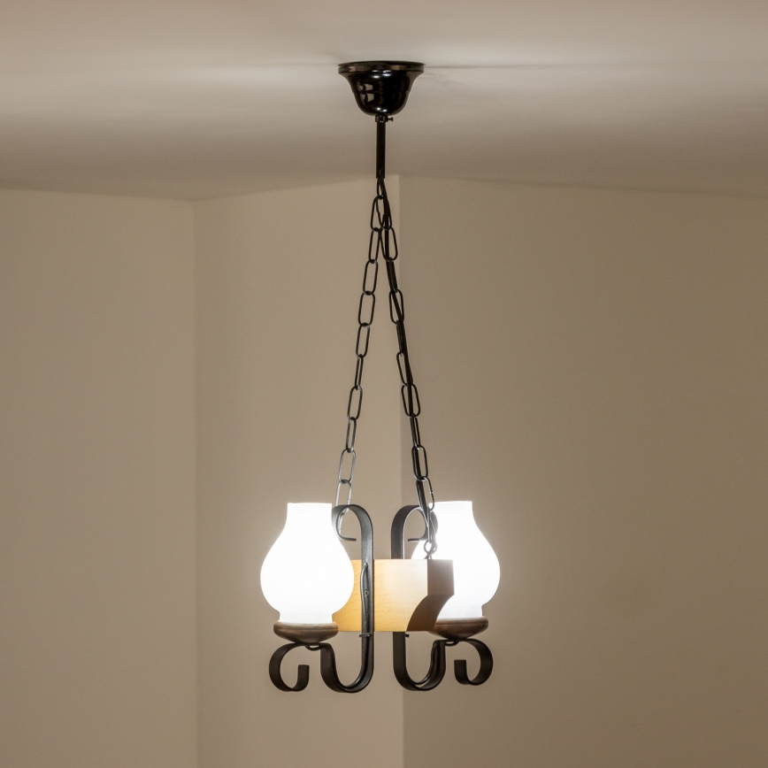 Brilagi - Lampadario a sospensione con catena QUEEN 2xE14/40W/230V faggio/noce