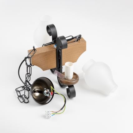 Brilagi - Lampadario a sospensione con catena QUEEN 2xE14/40W/230V faggio/noce