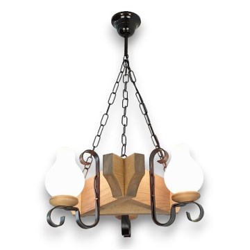 Brilagi - Lampadario a sospensione con catena QUEEN 3xE14/40W/230V faggio