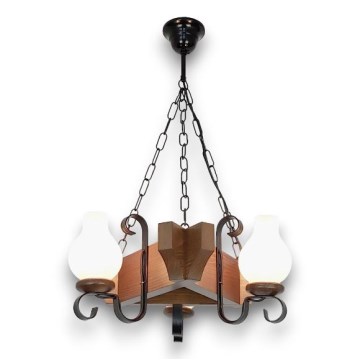 Brilagi - Lampadario a sospensione con catena QUEEN 3xE14/40W/230V faggio/noce