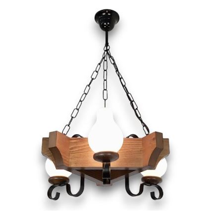 Brilagi - Lampadario a sospensione con catena QUEEN 3xE14/40W/230V faggio/noce