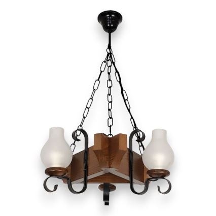 Brilagi - Lampadario a sospensione con catena QUEEN 3xE14/40W/230V faggio/noce