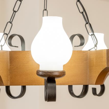 Brilagi - Lampadario a sospensione con catena QUEEN 3xE14/40W/230V faggio/noce