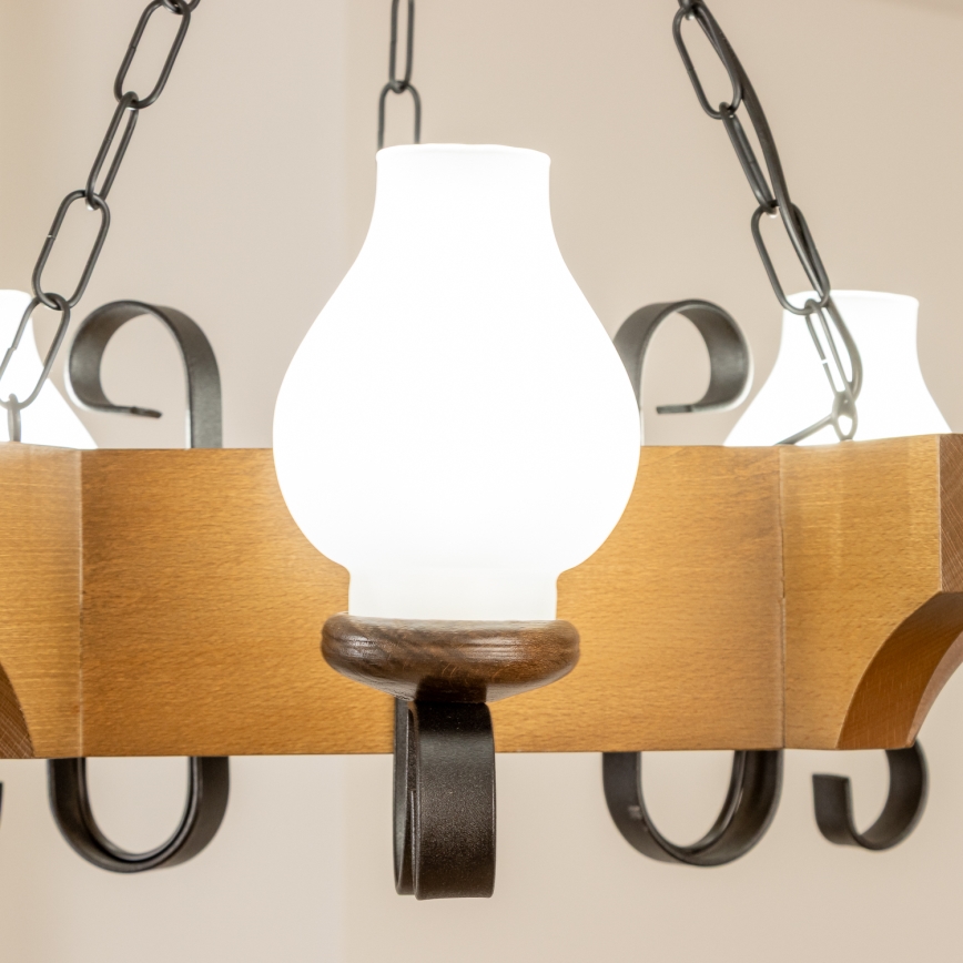 Brilagi - Lampadario a sospensione con catena QUEEN 3xE14/40W/230V faggio/noce