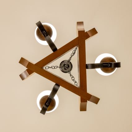 Brilagi - Lampadario a sospensione con catena QUEEN 3xE14/40W/230V faggio/noce