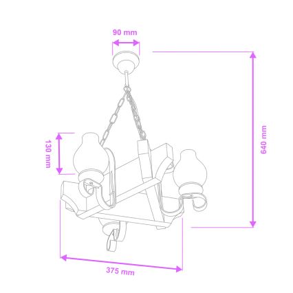 Brilagi - Lampadario a sospensione con catena QUEEN 3xE14/40W/230V faggio/noce