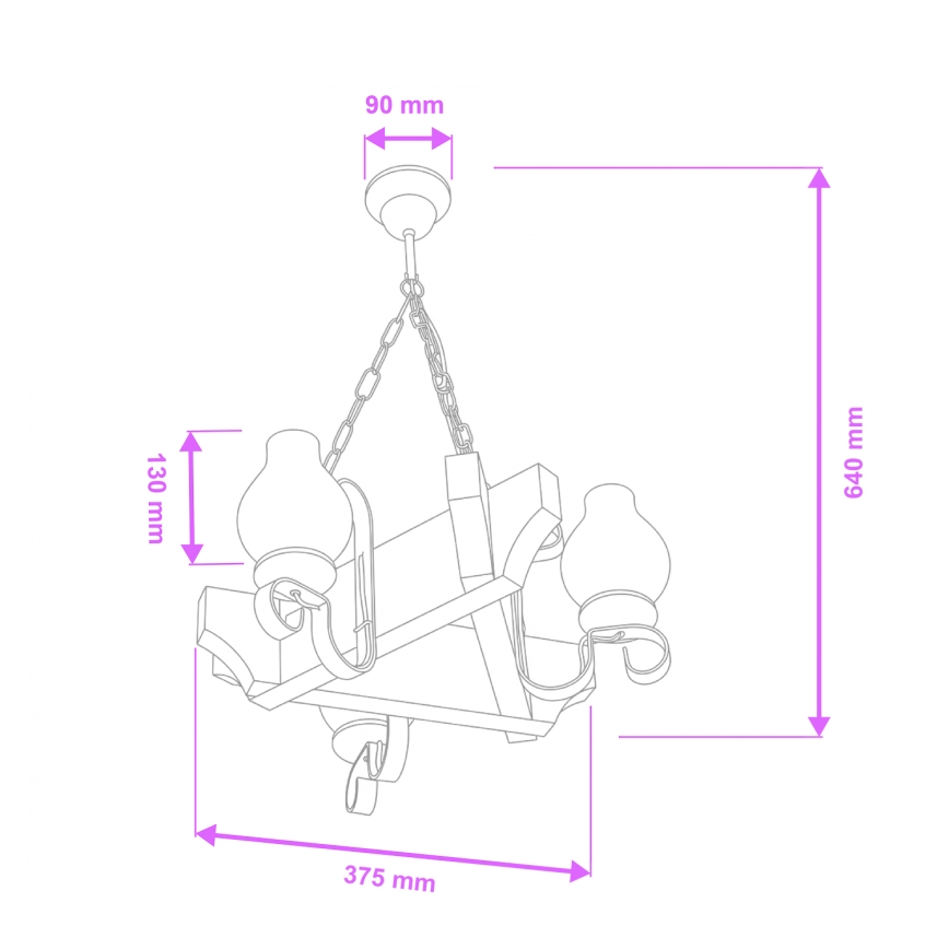 Brilagi - Lampadario a sospensione con catena QUEEN 3xE14/40W/230V faggio/noce