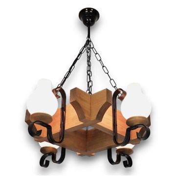 Brilagi - Lampadario a sospensione con catena QUEEN 4xE14/40W/230V faggio