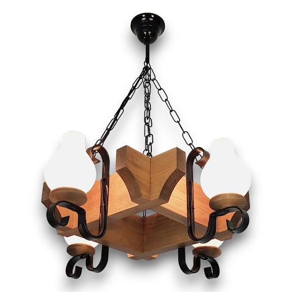 Brilagi - Lampadario a sospensione con catena QUEEN 4xE14/40W/230V faggio