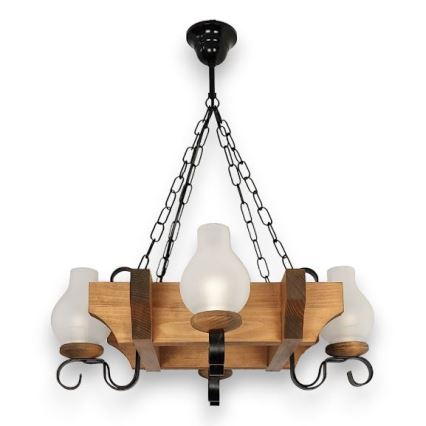 Brilagi - Lampadario a sospensione con catena QUEEN 4xE14/40W/230V faggio