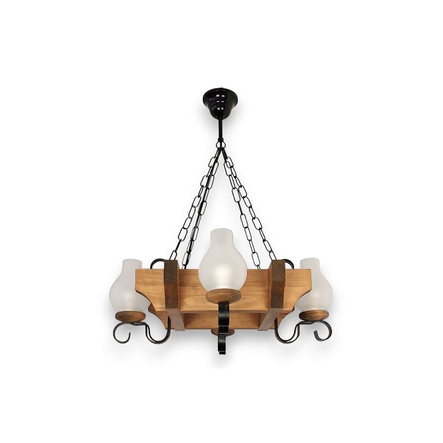 Brilagi - Lampadario a sospensione con catena QUEEN 4xE14/40W/230V faggio