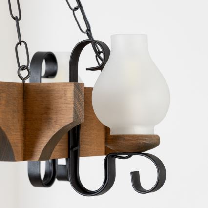 Brilagi - Lampadario a sospensione con catena QUEEN 4xE14/40W/230V faggio