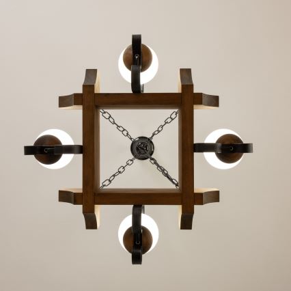 Brilagi - Lampadario a sospensione con catena QUEEN 4xE14/40W/230V faggio