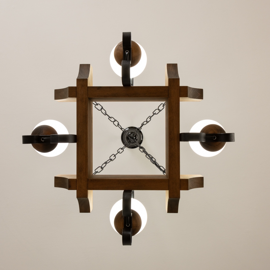 Brilagi - Lampadario a sospensione con catena QUEEN 4xE14/40W/230V faggio