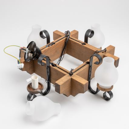 Brilagi - Lampadario a sospensione con catena QUEEN 4xE14/40W/230V faggio