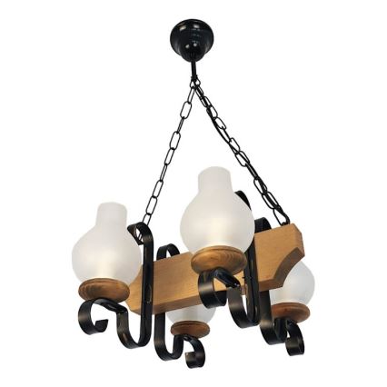 Brilagi - Lampadario a sospensione con catena QUEEN 4xE14/40W/230V faggio