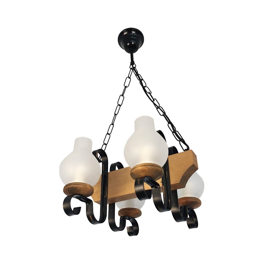 Brilagi - Lampadario a sospensione con catena QUEEN 4xE14/40W/230V faggio