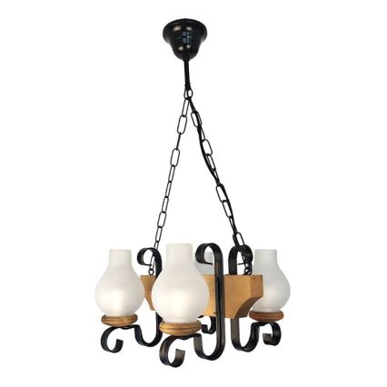 Brilagi - Lampadario a sospensione con catena QUEEN 4xE14/40W/230V faggio