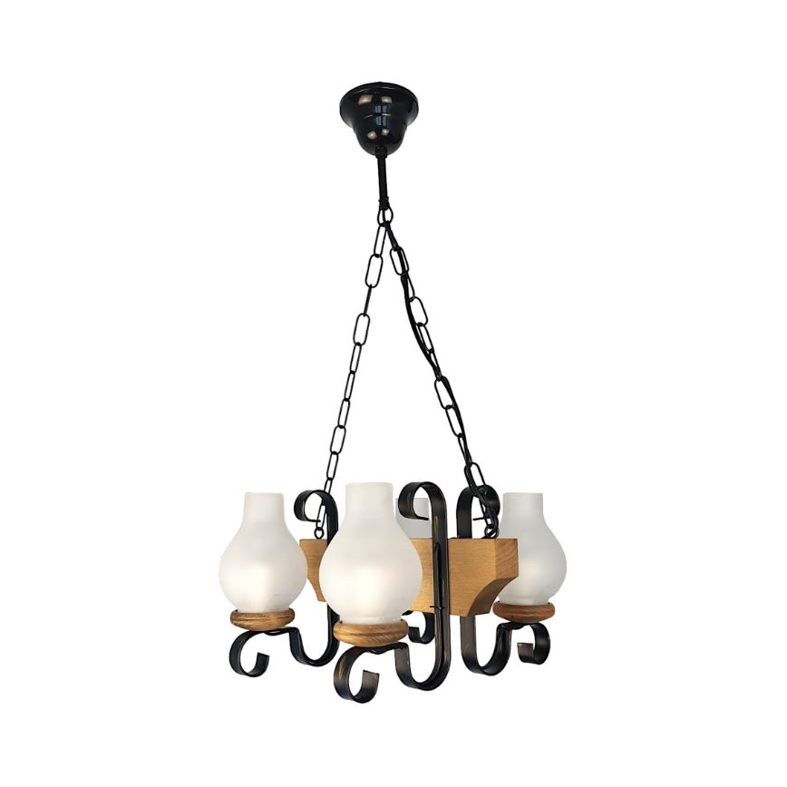 Brilagi - Lampadario a sospensione con catena QUEEN 4xE14/40W/230V faggio