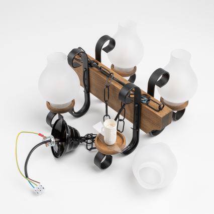 Brilagi - Lampadario a sospensione con catena QUEEN 4xE14/40W/230V faggio