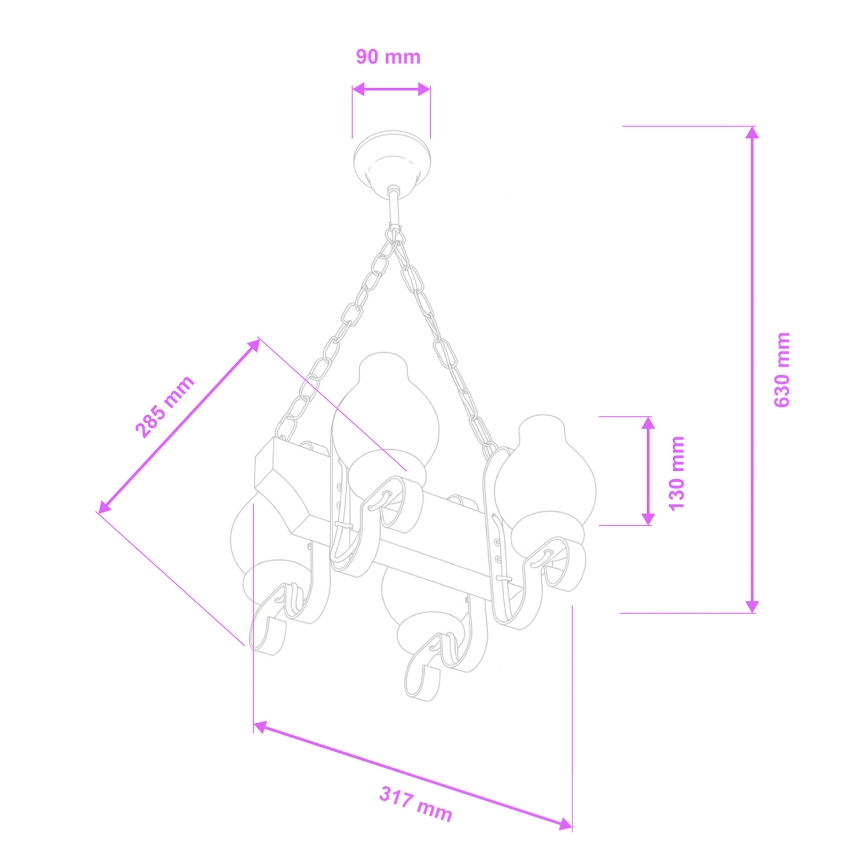 Brilagi - Lampadario a sospensione con catena QUEEN 4xE14/40W/230V faggio