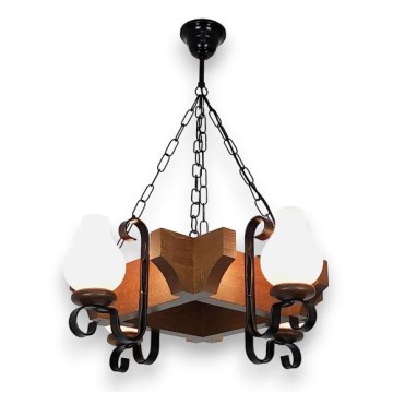 Brilagi - Lampadario a sospensione con catena QUEEN 4xE14/40W/230V faggio/noce