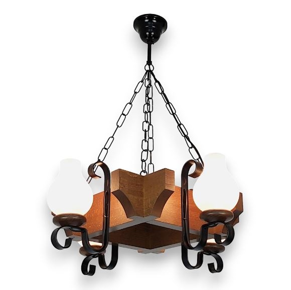 Brilagi - Lampadario a sospensione con catena QUEEN 4xE14/40W/230V faggio/noce