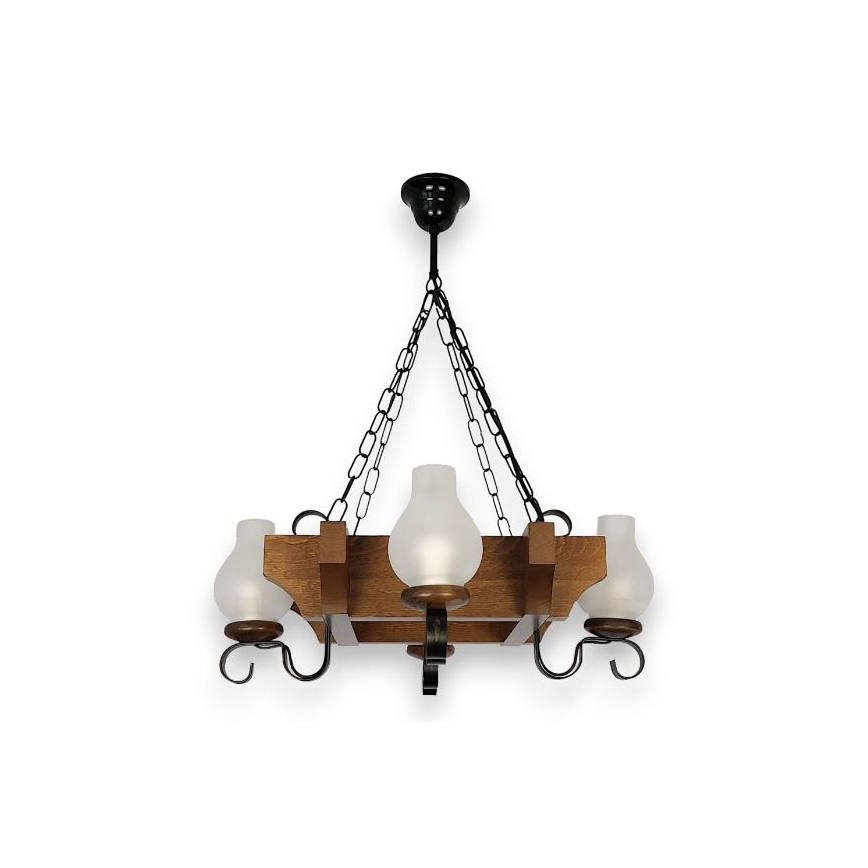 Brilagi - Lampadario a sospensione con catena QUEEN 4xE14/40W/230V faggio/noce
