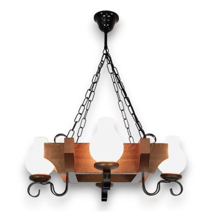 Brilagi - Lampadario a sospensione con catena QUEEN 4xE14/40W/230V faggio/noce