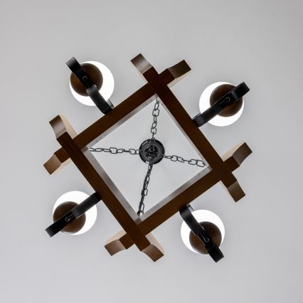 Brilagi - Lampadario a sospensione con catena QUEEN 4xE14/40W/230V faggio/noce