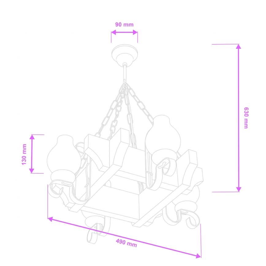 Brilagi - Lampadario a sospensione con catena QUEEN 4xE14/40W/230V faggio/noce