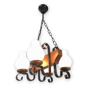 Brilagi - Lampadario a sospensione con catena QUEEN 4xE14/40W/230V faggio/noce