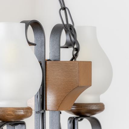 Brilagi - Lampadario a sospensione con catena QUEEN 4xE14/40W/230V faggio/noce