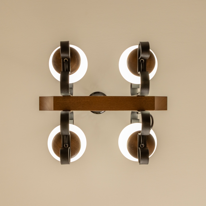 Brilagi - Lampadario a sospensione con catena QUEEN 4xE14/40W/230V faggio/noce