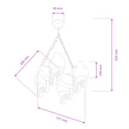 Brilagi - Lampadario a sospensione con catena QUEEN 4xE14/40W/230V faggio/noce