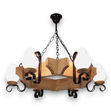 Brilagi - Lampadario a sospensione con catena QUEEN 6xE14/40W/230V faggio