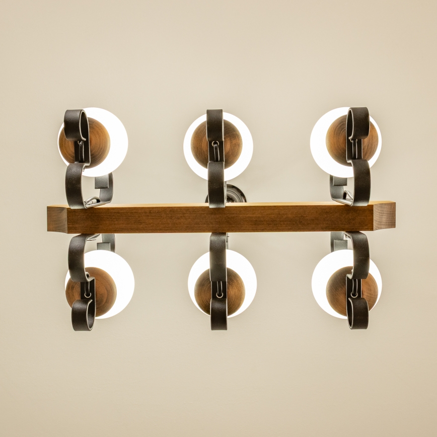 Brilagi - Lampadario a sospensione con catena QUEEN 6xE14/40W/230V faggio